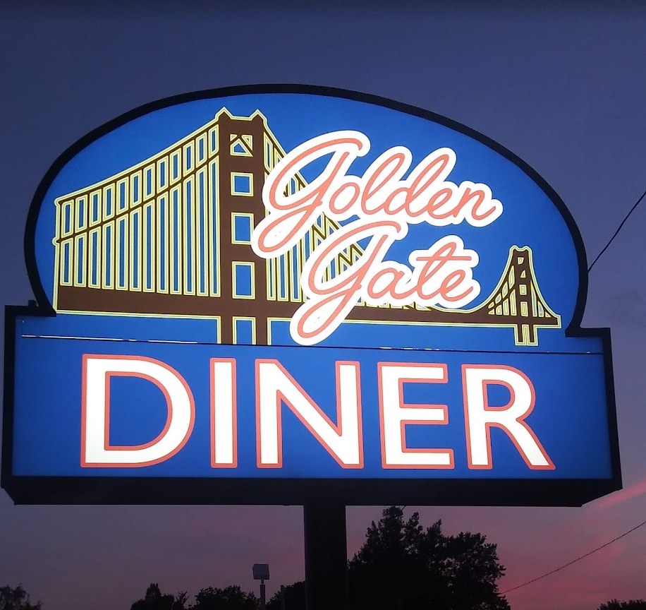 The landmark Golden Gate Diner roadside sign